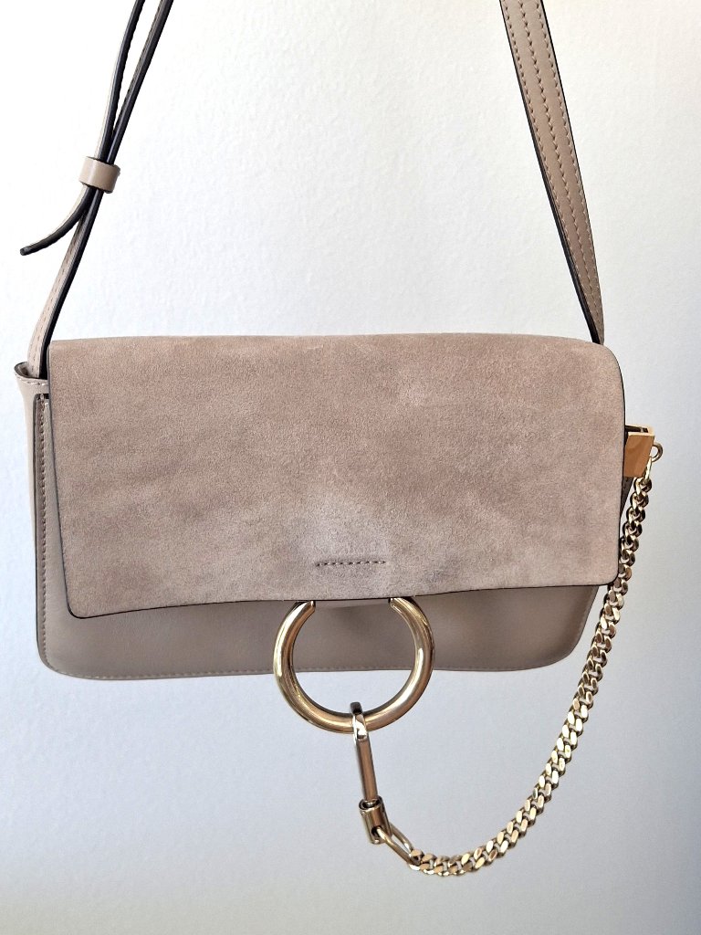 Authentic Chloe Faye Leather Suede Grey Crossbody Bag Great Condition